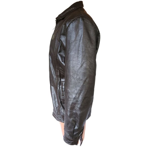 Men's Vintage Leather Bomber Jacket Soft Sheepskin Leather Removable Fur Lining - Picture 16 of 16